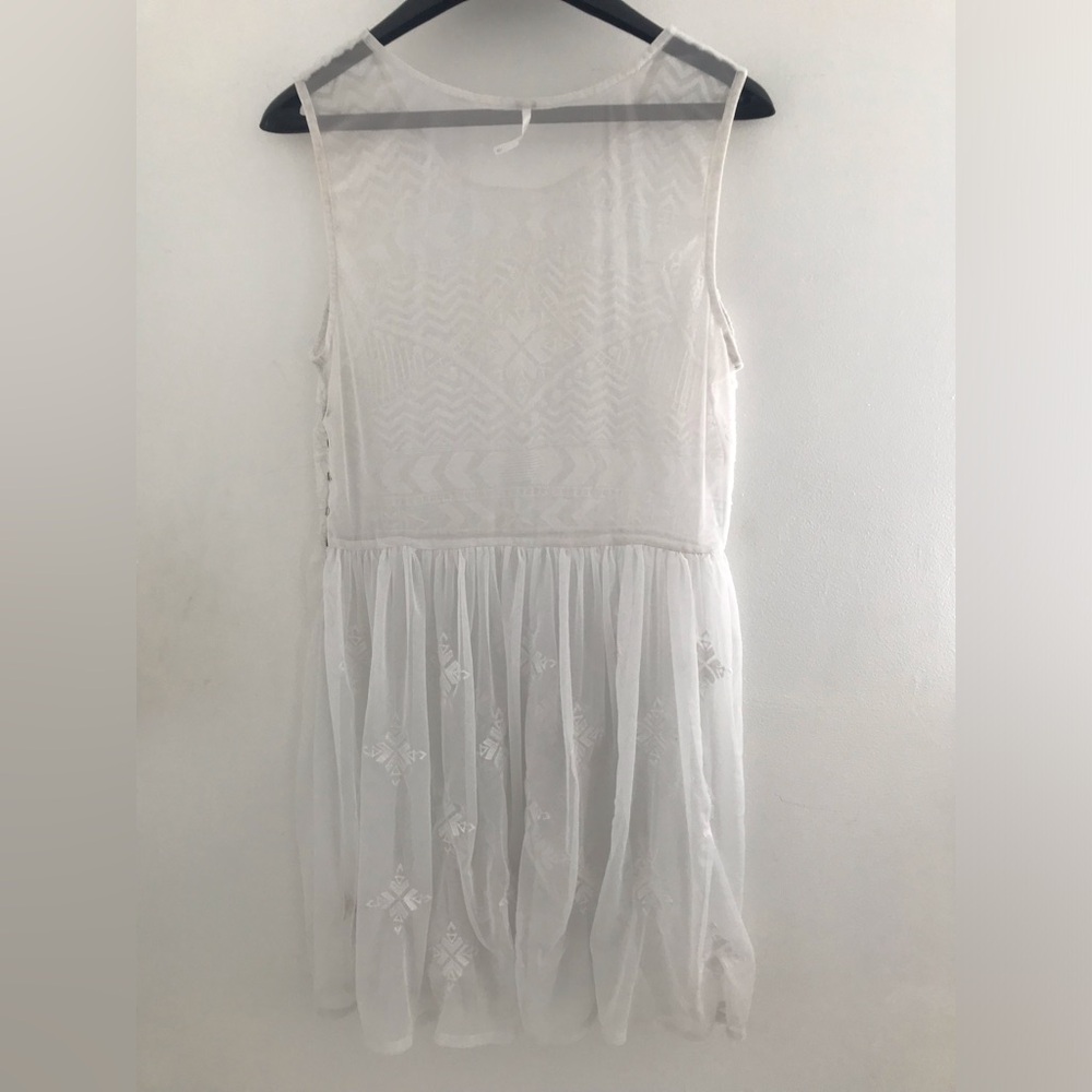 Free People Geo Embroidered Fit and Flare Lace Slip Dress - Picture 7 of 7